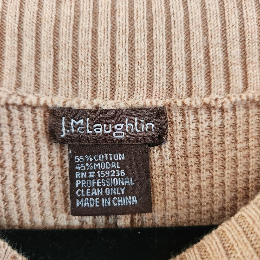 J.McLaughlin Tan Knit Cropped Poncho OS  Cottagecore Preppy Travel